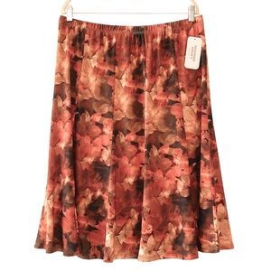 Allison Daley Midi Skirt A-Line Gored Panel  Pull-On Elastic Waist Lined